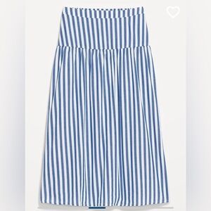 Chambray/Blue Stripe Drop-Waist Midi Length Skirts, 100% Cotton, Small, Old Navy